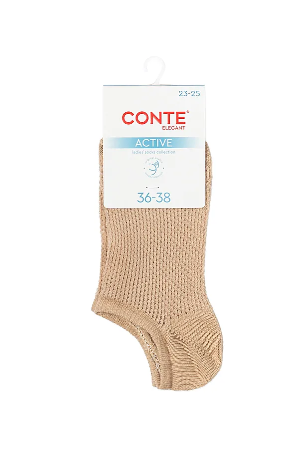 CONTE Носки женские хлопковые ACTIVE (ультракороткие) CONTE ELEGANT, бежевый - фото 2