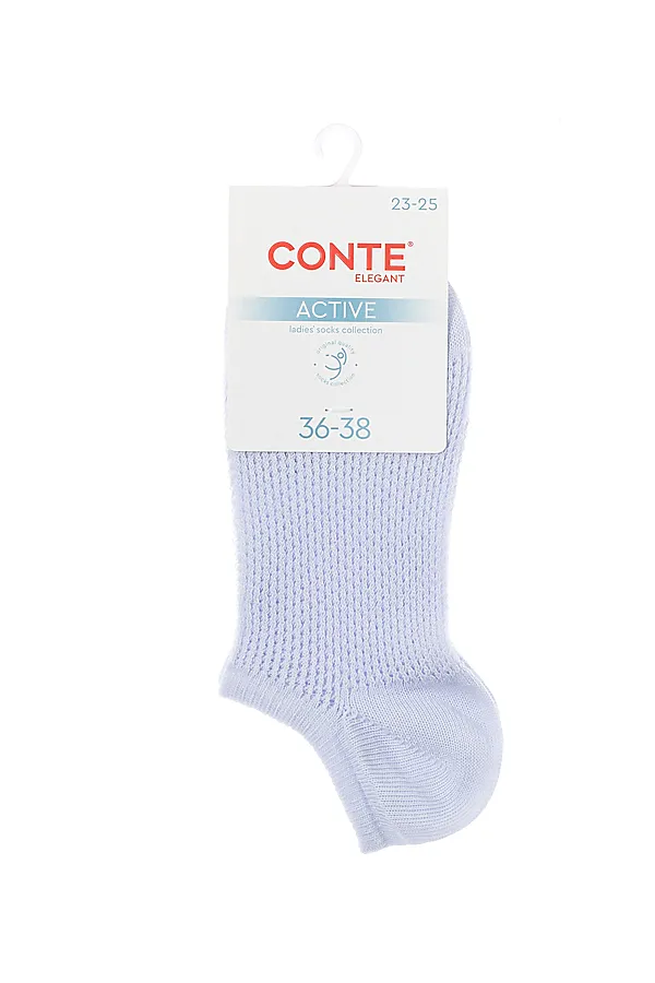CONTE Носки женские хлопковые ACTIVE (ультракороткие) CONTE ELEGANT, бледно-фиолетовый - фото 2