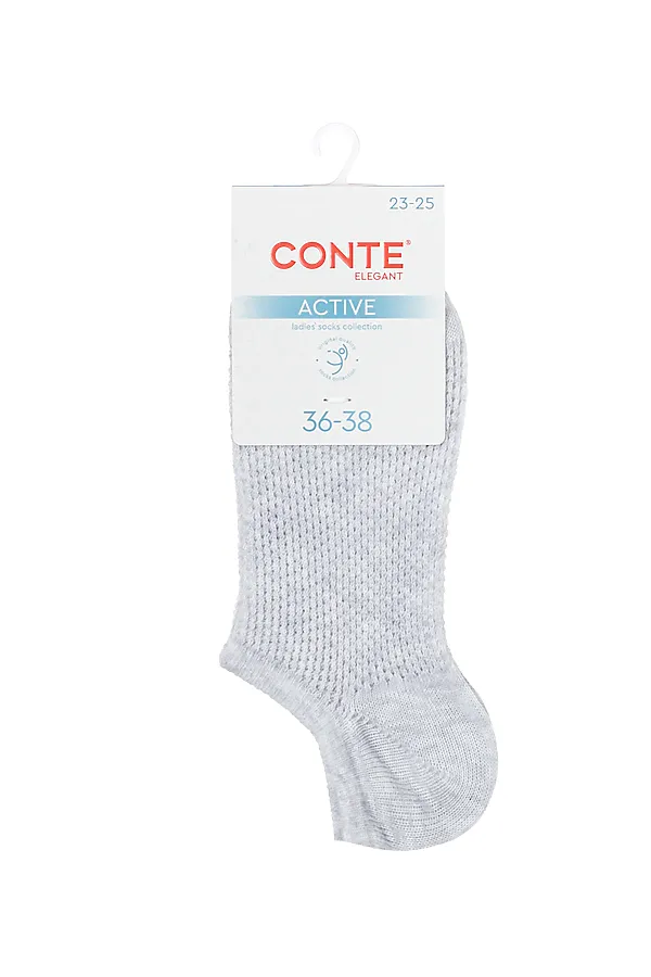CONTE Носки женские хлопковые ACTIVE (ультракороткие) CONTE ELEGANT, светло-серый - фото 2