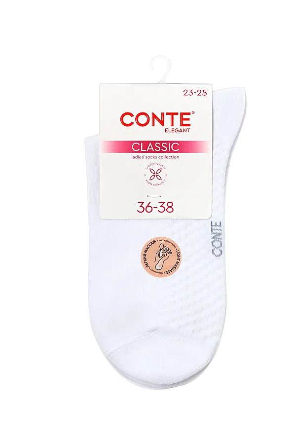 CONTE CLASSIC Носки женские хлопковые (массажный эффект) CONTE ELEGANT, белый - фото 2