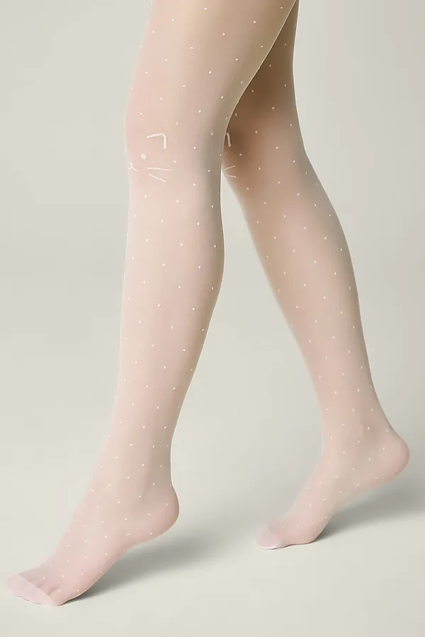 CONTE Колготки в точку с рисунком «кот» KATIE CONTE ELEGANT, bianco - фото 2