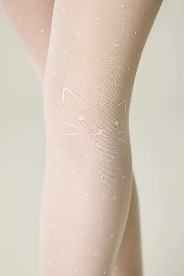 CONTE Колготки в точку с рисунком «кот» KATIE CONTE ELEGANT, bianco - фото 2