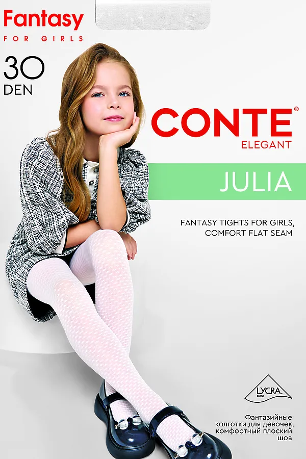 CONTE Колготки с ажурным геометрическим рисунком JULIA CONTE ELEGANT, bianco - фото 2