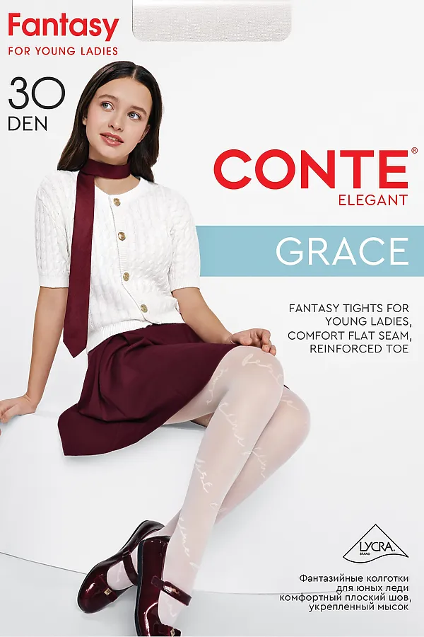 CONTE Колготки с рисунком «Time best» GRACE CONTE ELEGANT, bianco - фото 2