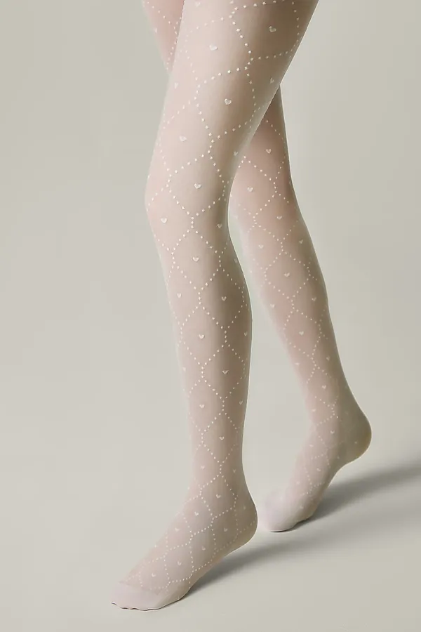 CONTE Колготки в точку с сердечками и усиленным торсом-шортиками ANGELICA CONTE ELEGANT, bianco - фото 2