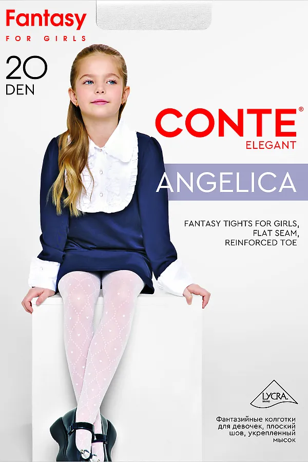CONTE Колготки в точку с сердечками и усиленным торсом-шортиками ANGELICA CONTE ELEGANT, bianco - фото 2