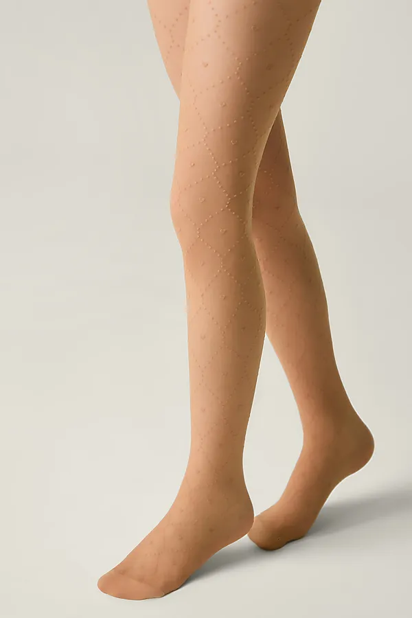 CONTE Колготки в точку с сердечками и усиленным торсом-шортиками ANGELICA CONTE ELEGANT, natural - фото 2