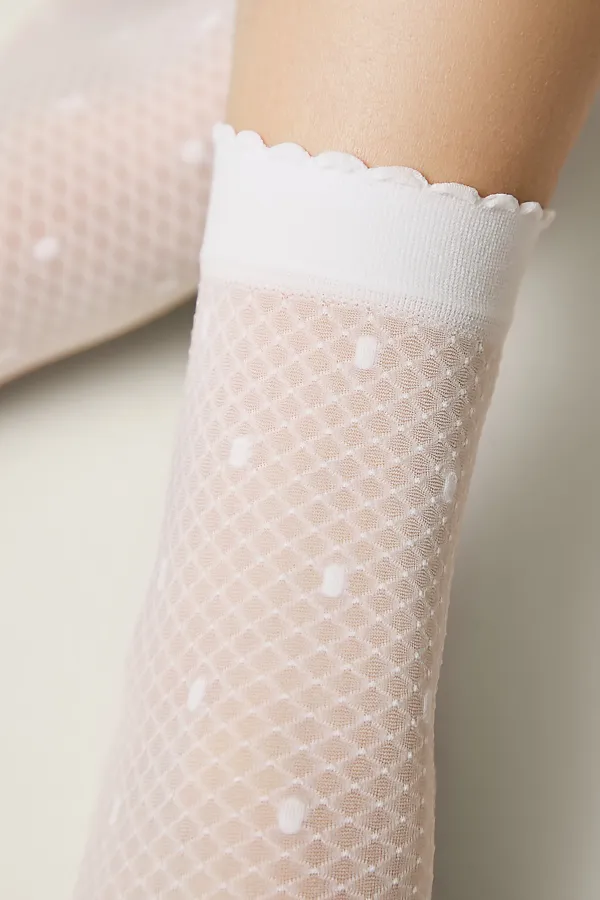 CONTE Тонкие носки в горошек на сетке MONA CONTE ELEGANT, bianco - фото 2