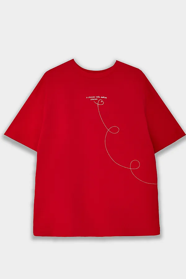 Футболка женская MARK FORMELLE, чистый красный +печать - фото 2