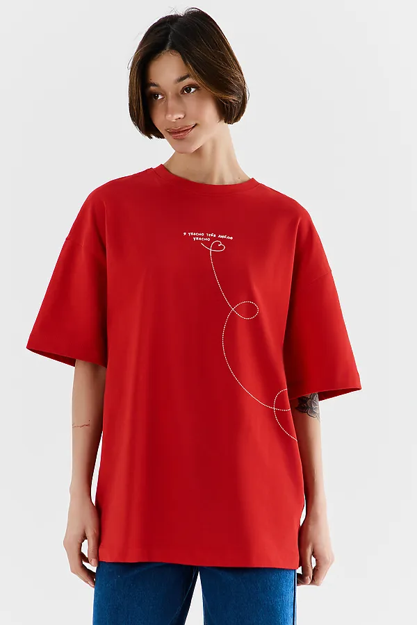 Футболка женская MARK FORMELLE, чистый красный +печать - фото 2