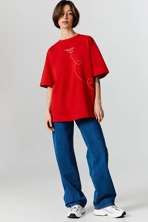 Футболка женская MARK FORMELLE, чистый красный +печать - фото 2