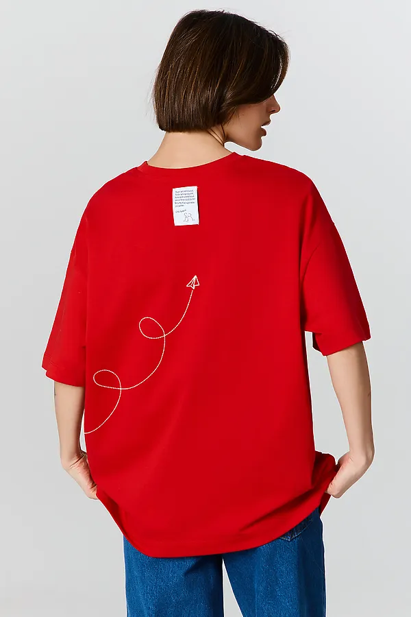 Футболка женская MARK FORMELLE, чистый красный +печать - фото 2