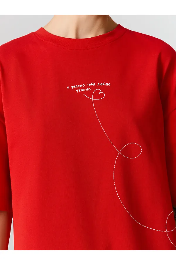 Футболка женская MARK FORMELLE, чистый красный +печать - фото 2