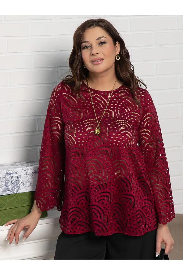 Блуза Лунная ночь LADY TAIGA, бордовая - фото 2