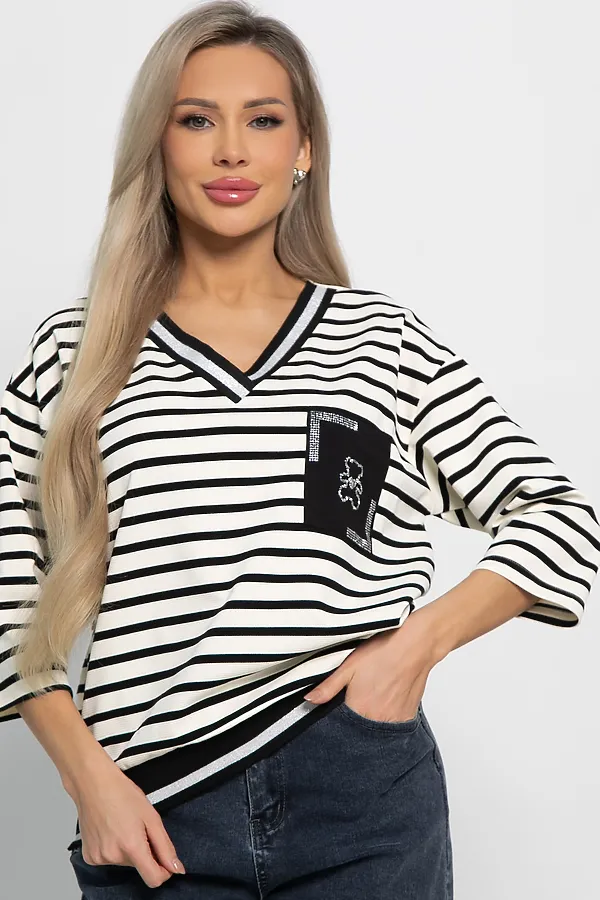 Блуза Элайза LADY TAIGA, бежево-черная - фото 2