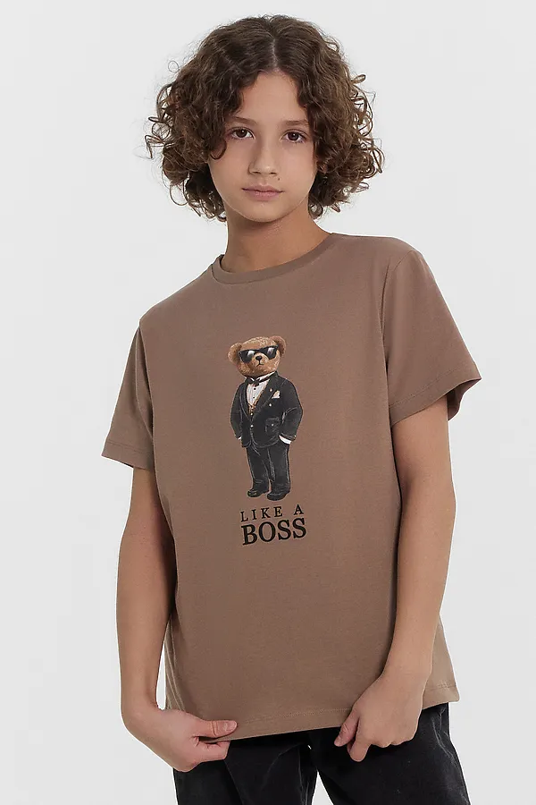 Футболка для мальчиков MARK FORMELLE, мокко +печать - фото 2