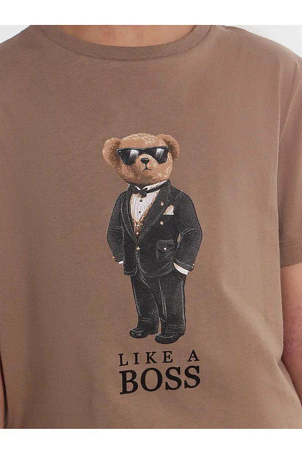 Футболка для мальчиков MARK FORMELLE, мокко +печать - фото 2