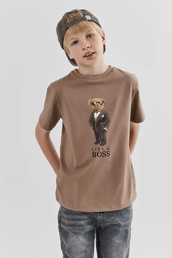 Футболка для мальчиков MARK FORMELLE, мокко +печать - фото 2