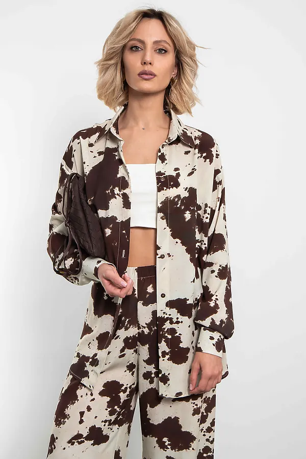 Рубашка KOSMOS, молочный/шоколадный - фото 2