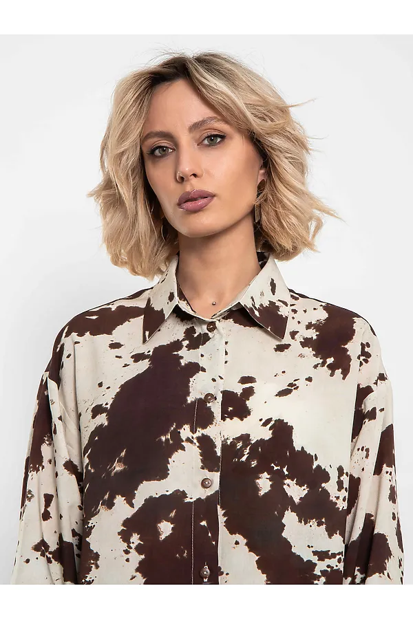 Рубашка KOSMOS, молочный/шоколадный - фото 2