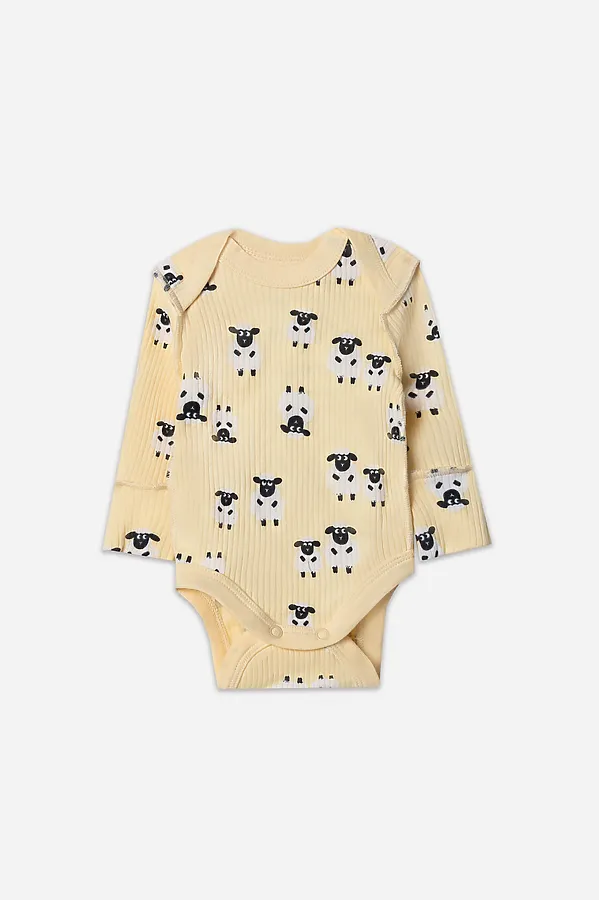 Боди детское (2шт.) MARK FORMELLE, барашки на абрикосовом +звездочки на сером - фото 2
