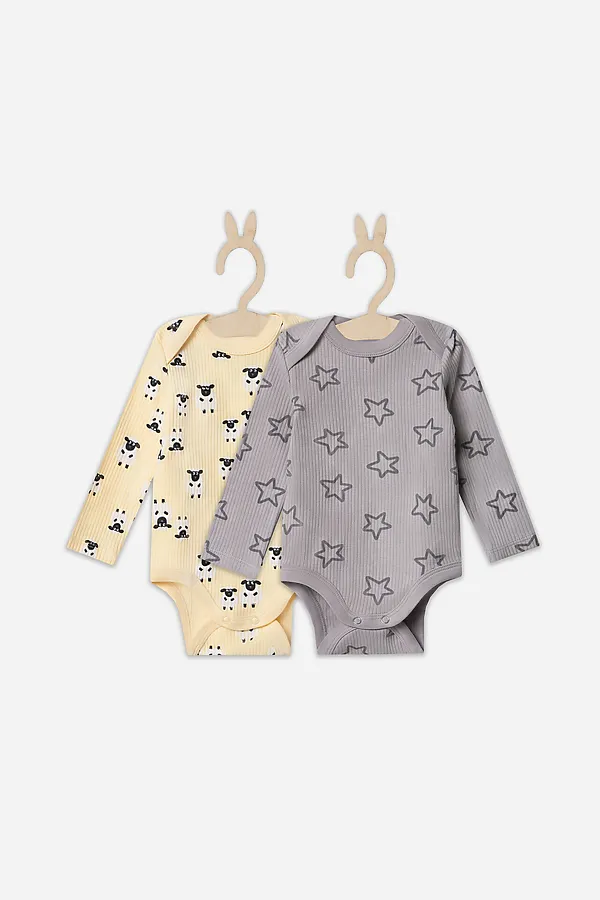 Боди детское (2шт.) MARK FORMELLE, барашки на абрикосовом +звездочки на сером - фото 2