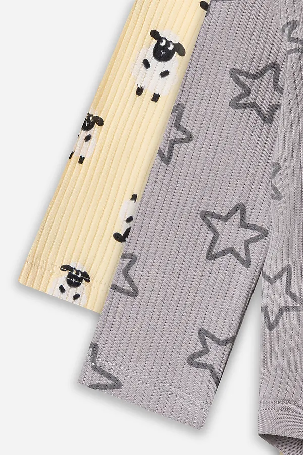 Боди детское (2шт.) MARK FORMELLE, барашки на абрикосовом +звездочки на сером - фото 2