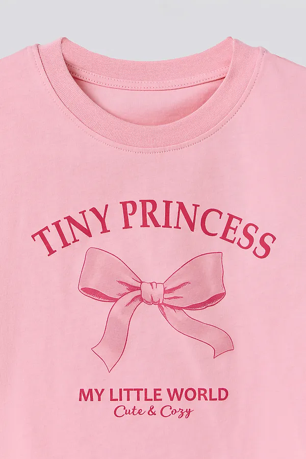 Комплект для девочек (футболка, брюки) MARK FORMELLE, розовый +розовая клетка - фото 2