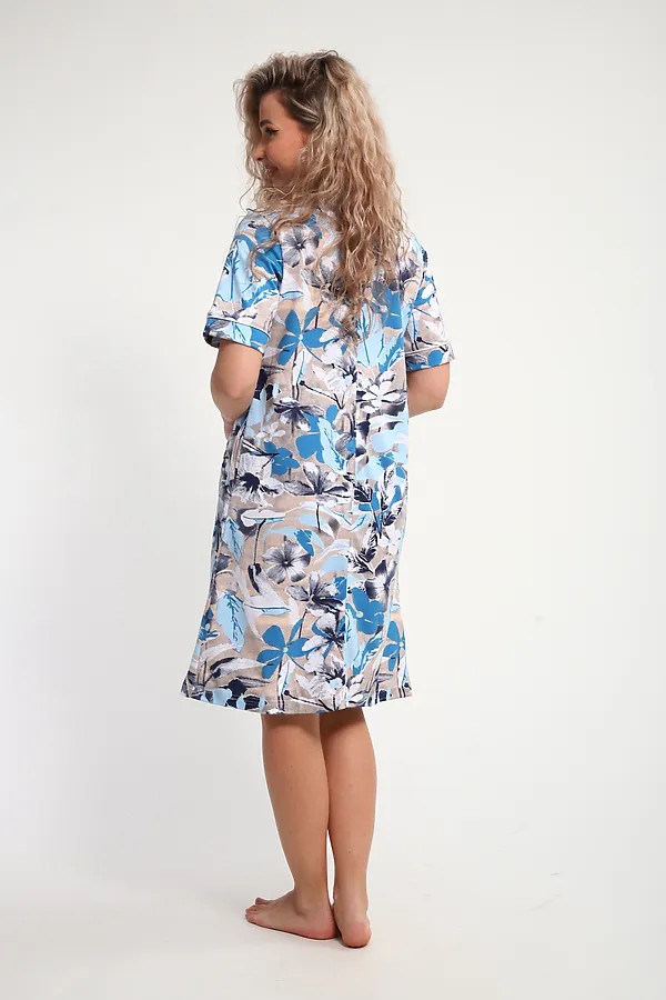 Халат ХЖ-01 НАТАЛИ, голубые цветы - фото 2