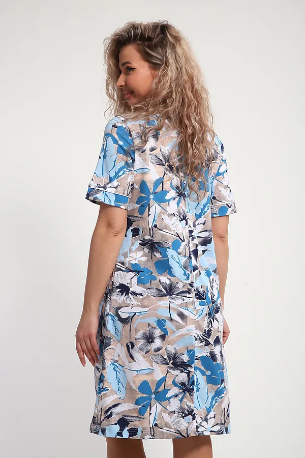 Халат ХЖ-01 НАТАЛИ, голубые цветы - фото 2