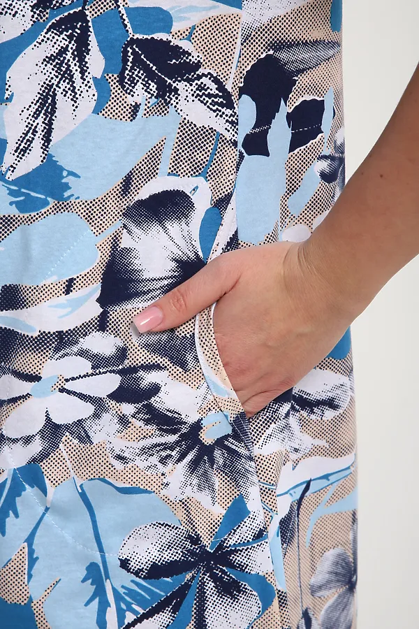 Халат ХЖ-01 НАТАЛИ, голубые цветы - фото 2