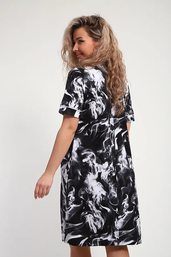 Халат ХЖ-01 НАТАЛИ, черный/белый дым - фото 2