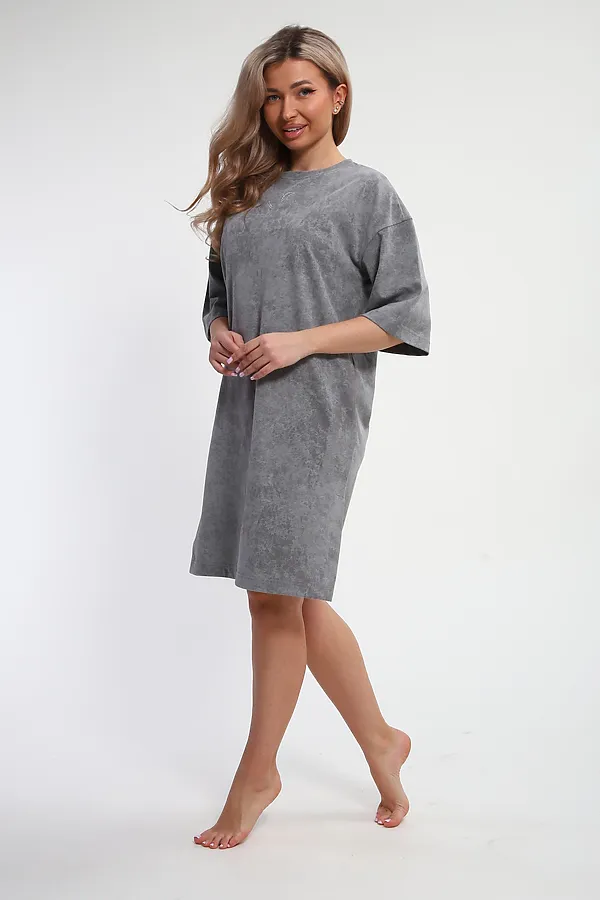 Платье туника варенка с принтом Сердце ТП-02 НАТАЛИ, светло-серый варенка - фото 2