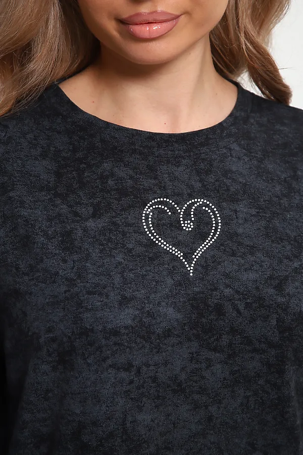 Платье туника варенка с принтом Сердце ТП-02 НАТАЛИ, темно-серый - фото 2