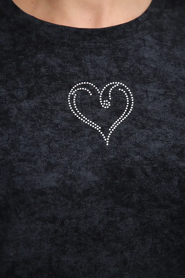 Платье туника варенка с принтом Сердце ТП-02 НАТАЛИ, темно-серый - фото 2