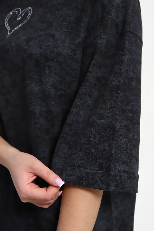 Платье туника варенка с принтом Сердце ТП-02 НАТАЛИ, темно-серый - фото 2