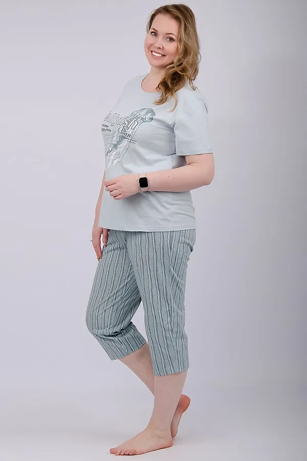 Пижама с бриджами Джелли НАТАЛИ, эвкалипт - фото 2