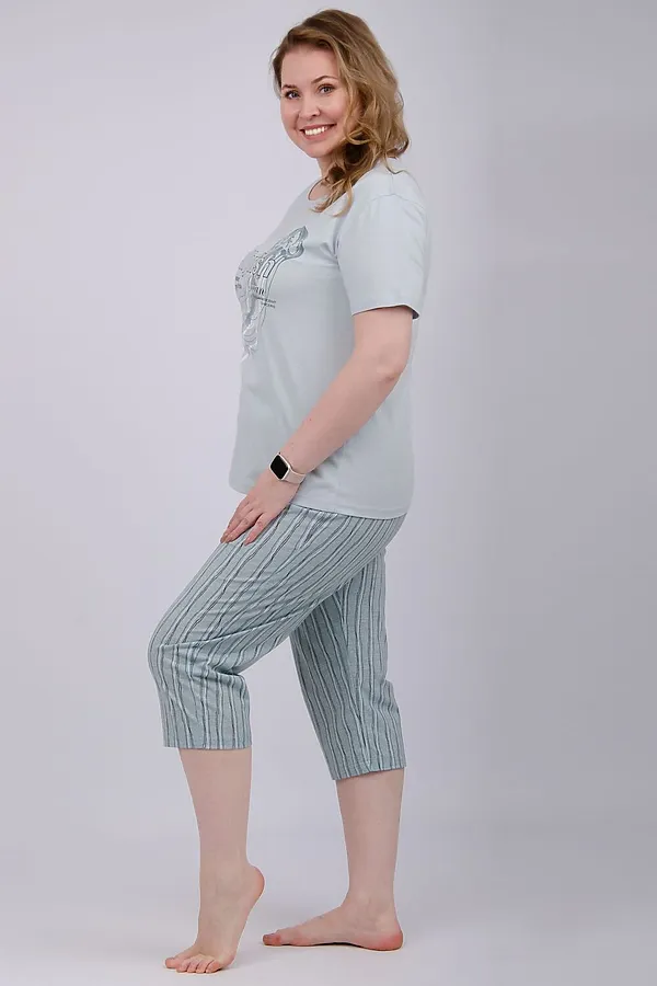 Пижама с бриджами Джелли НАТАЛИ, эвкалипт - фото 2