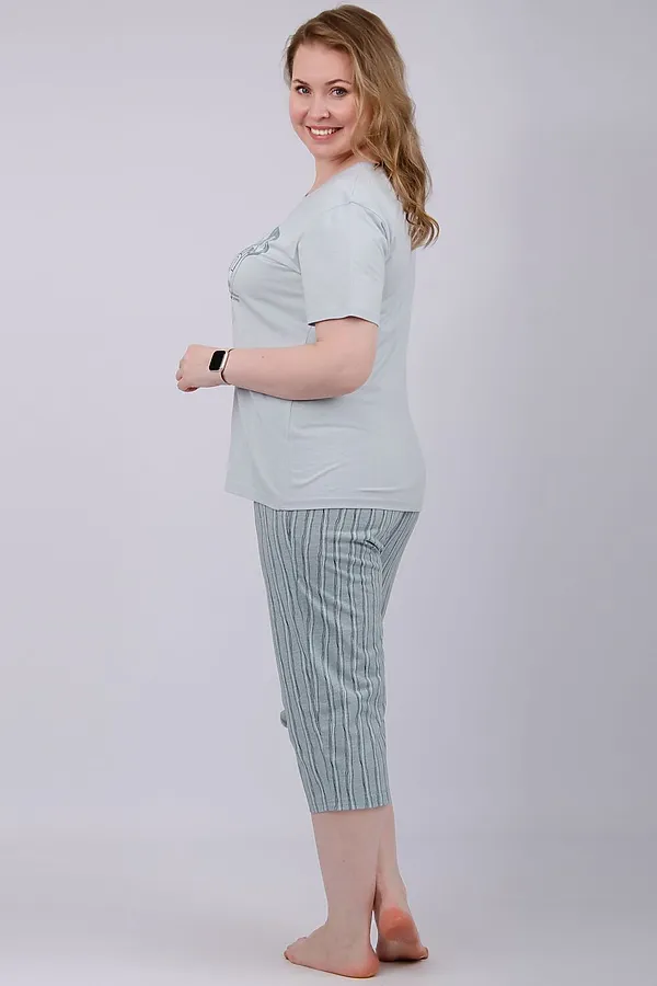 Пижама с бриджами Джелли НАТАЛИ, эвкалипт - фото 2