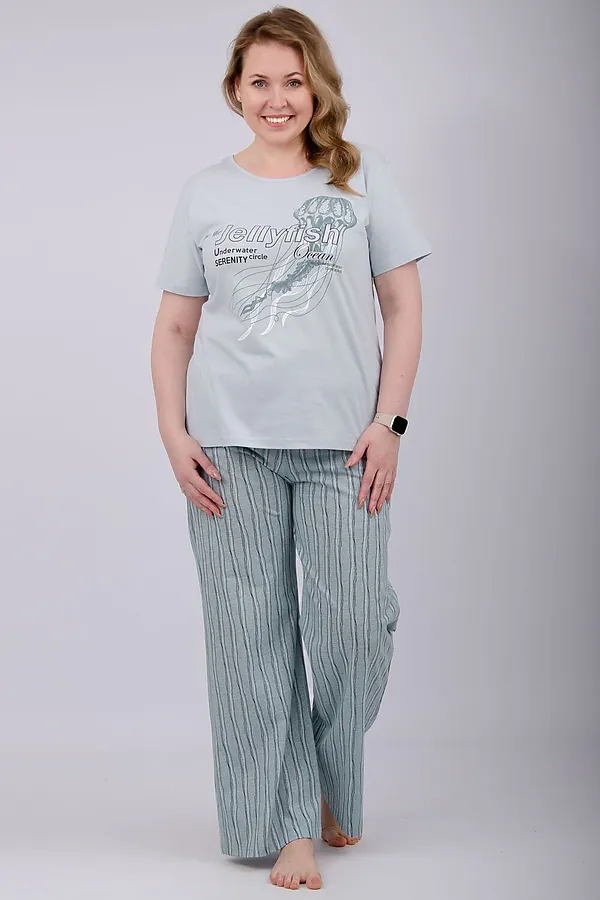 Пижама с брюками Джелли 2 НАТАЛИ, эвкалипт - фото 2