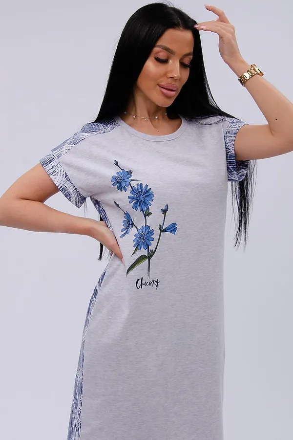 Сорочка Цикорий НАТАЛИ, светло-серый меланж - фото 2