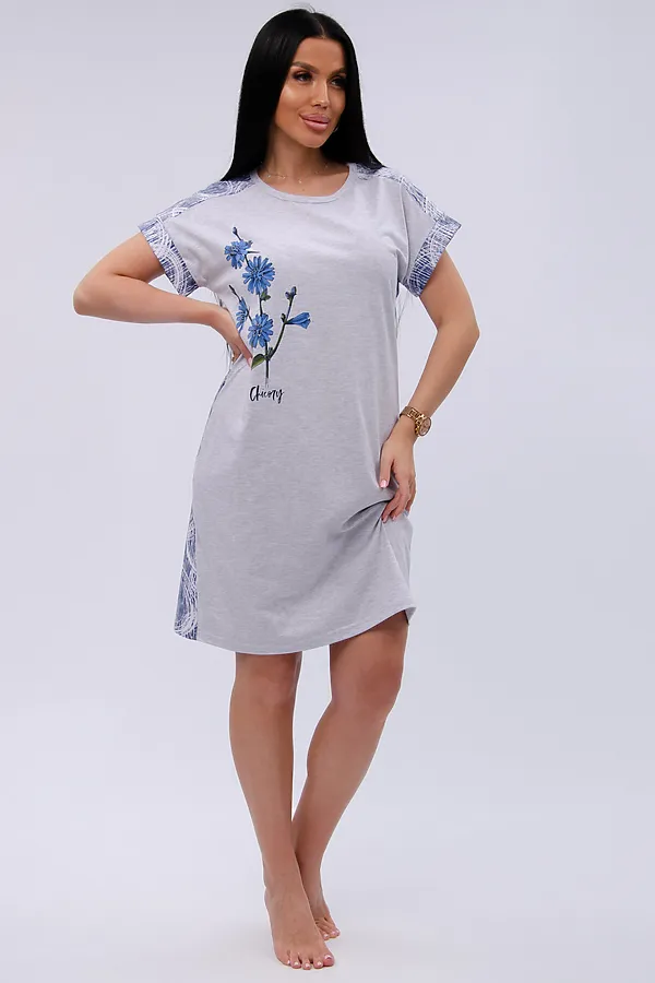 Сорочка Цикорий НАТАЛИ, светло-серый меланж - фото 2