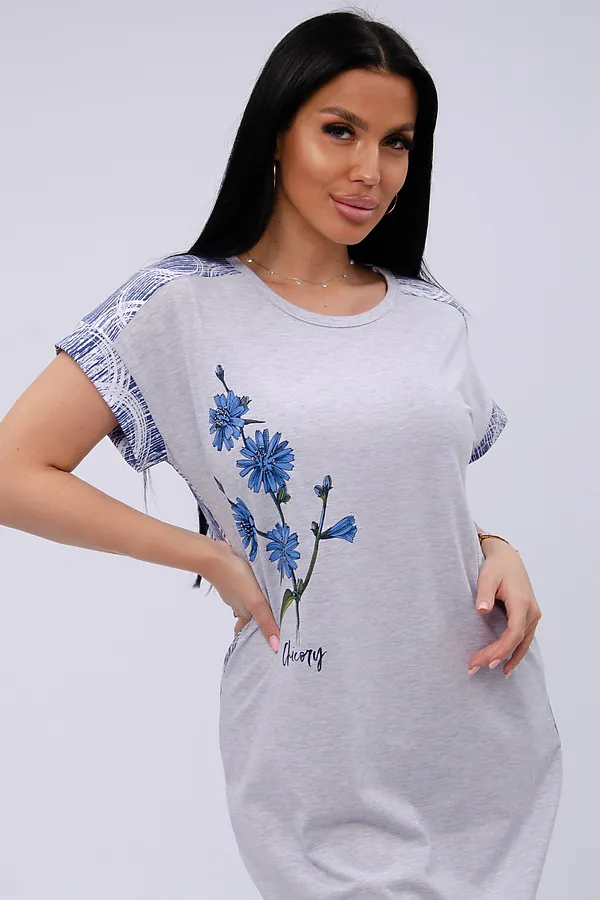 Сорочка Цикорий НАТАЛИ, светло-серый меланж - фото 2
