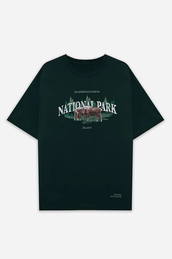 Футболка мужская MARK FORMELLE, т.зеленый +печать1 - фото 2