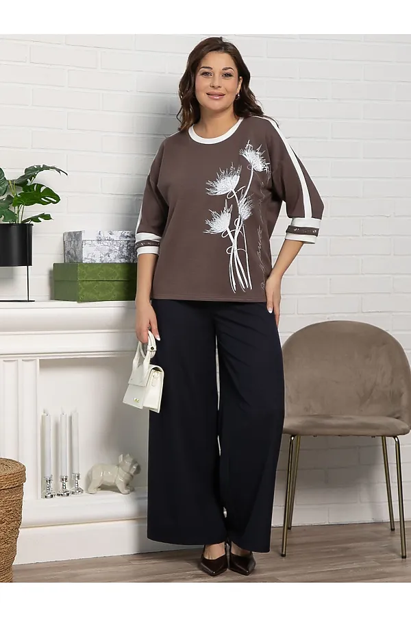 Блуза Джаз LADY TAIGA, шоколад - фото 2