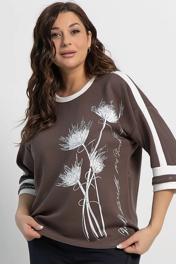 Блуза Джаз LADY TAIGA, шоколад - фото 2