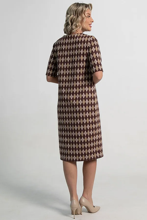 Платье трикотажное Лорейн LADY TAIGA, бежево-коричневое - фото 2