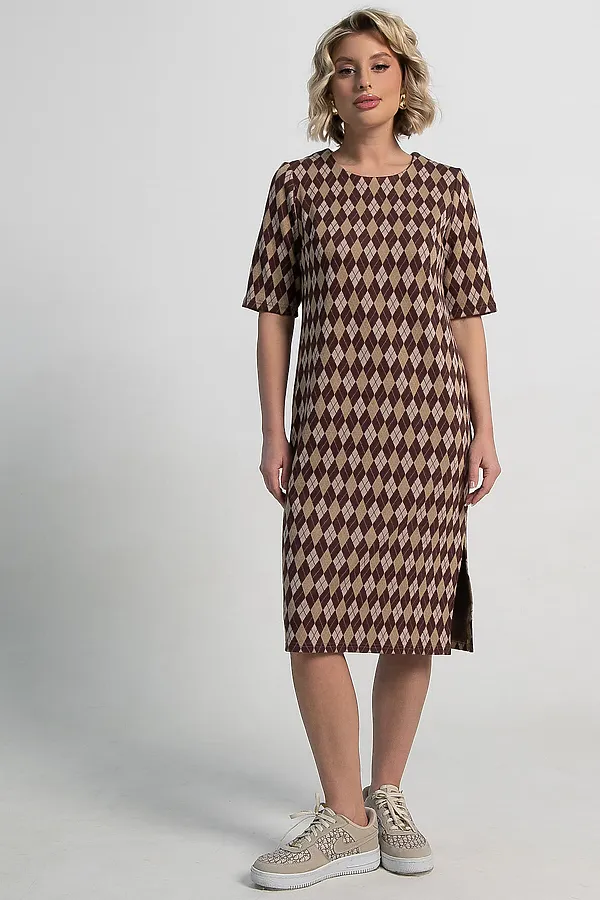Платье трикотажное Лорейн LADY TAIGA, бежево-коричневое - фото 2
