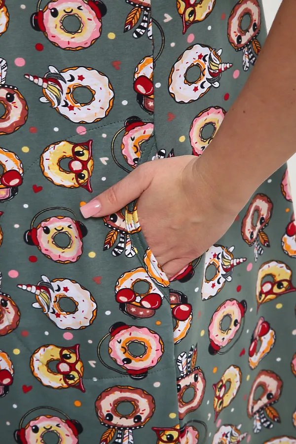 Халат ХЖ-01 НАТАЛИ, пончики зеленый - фото 2