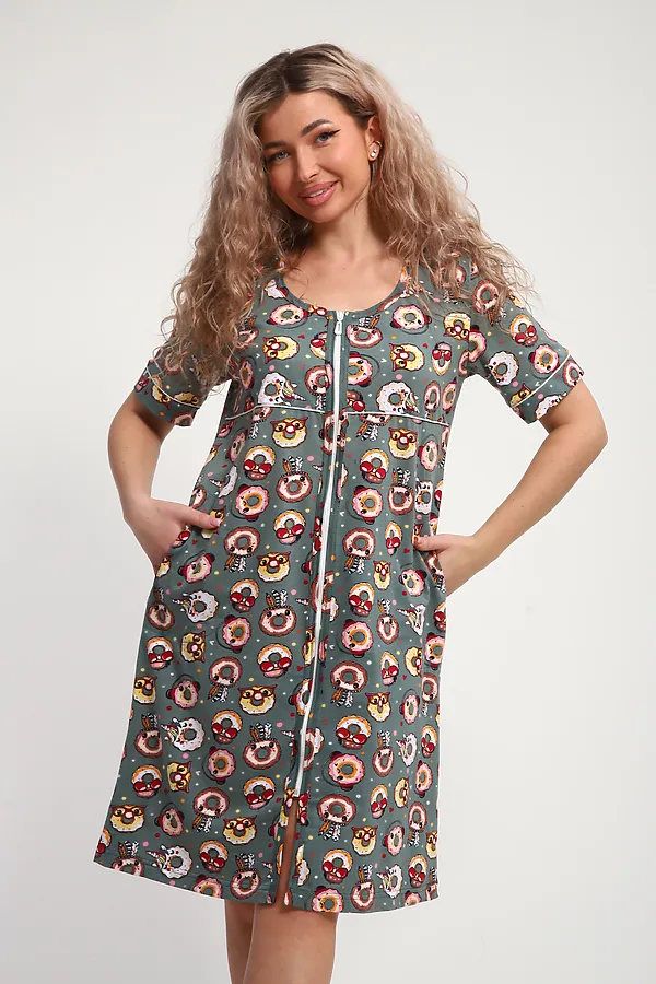 Халат ХЖ-01 НАТАЛИ, пончики зеленый - фото 2